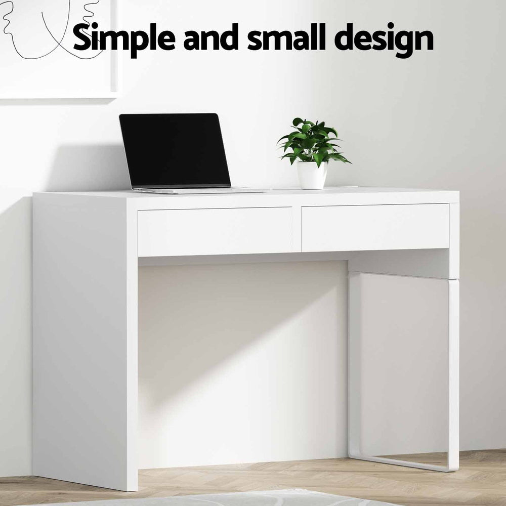 Hudson Computer Desk with Drawer – White – Standard