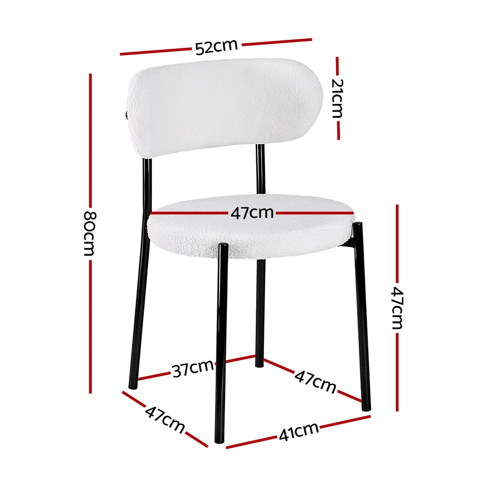 Sherpa Bouclé Dining Chairs – White – Set of 2