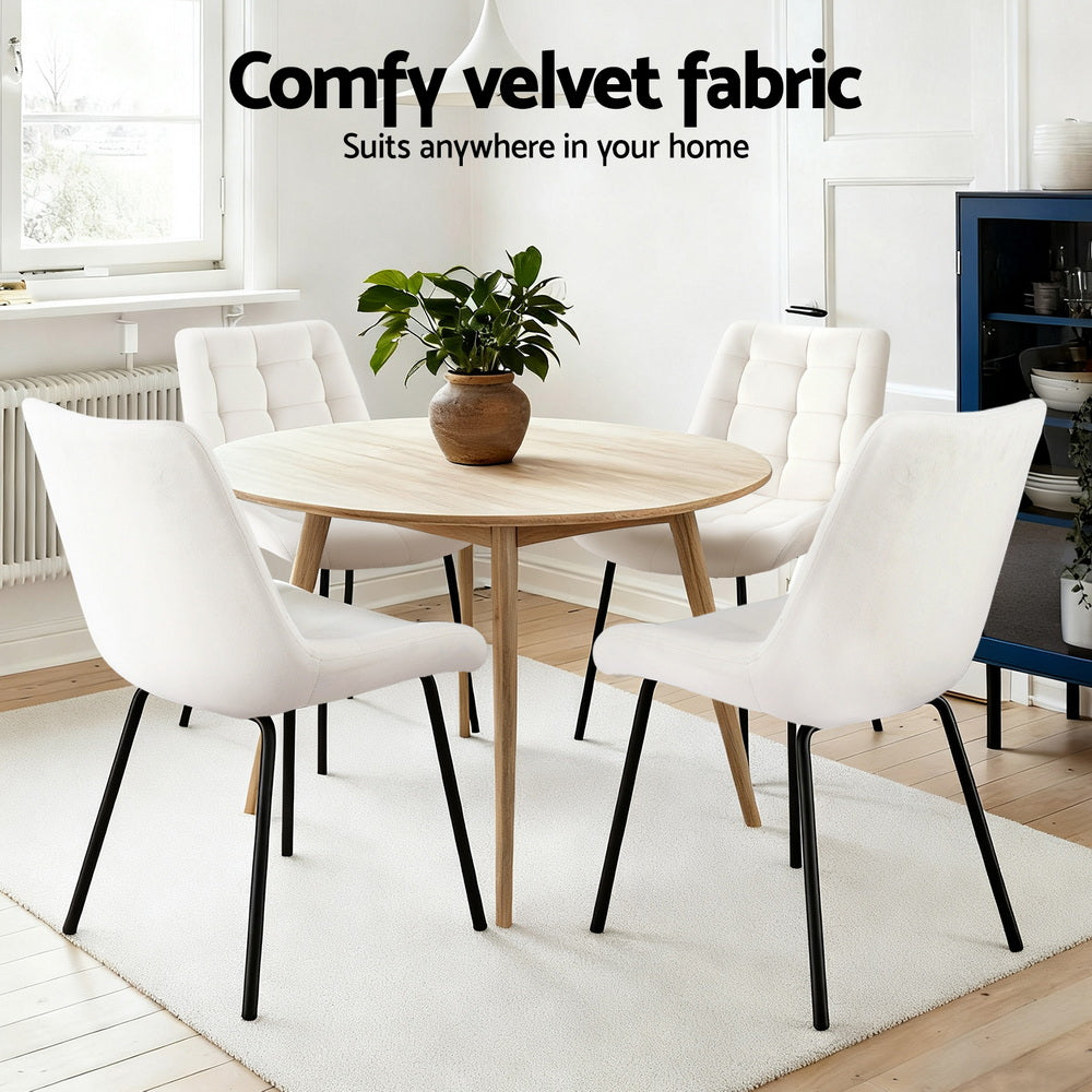 Rowan Velvet Tufted Dining Chairs – Beige – Set of 2