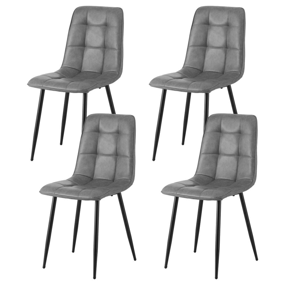 Haven 4x Dining Chairs Retro PU Leather Kitchen Lounge Cafe Accent Chair Grey