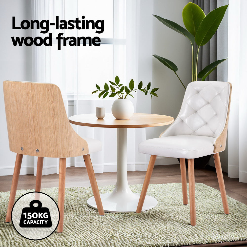 Stella Diamond Tufted Dining Chairs – White – Set of 4