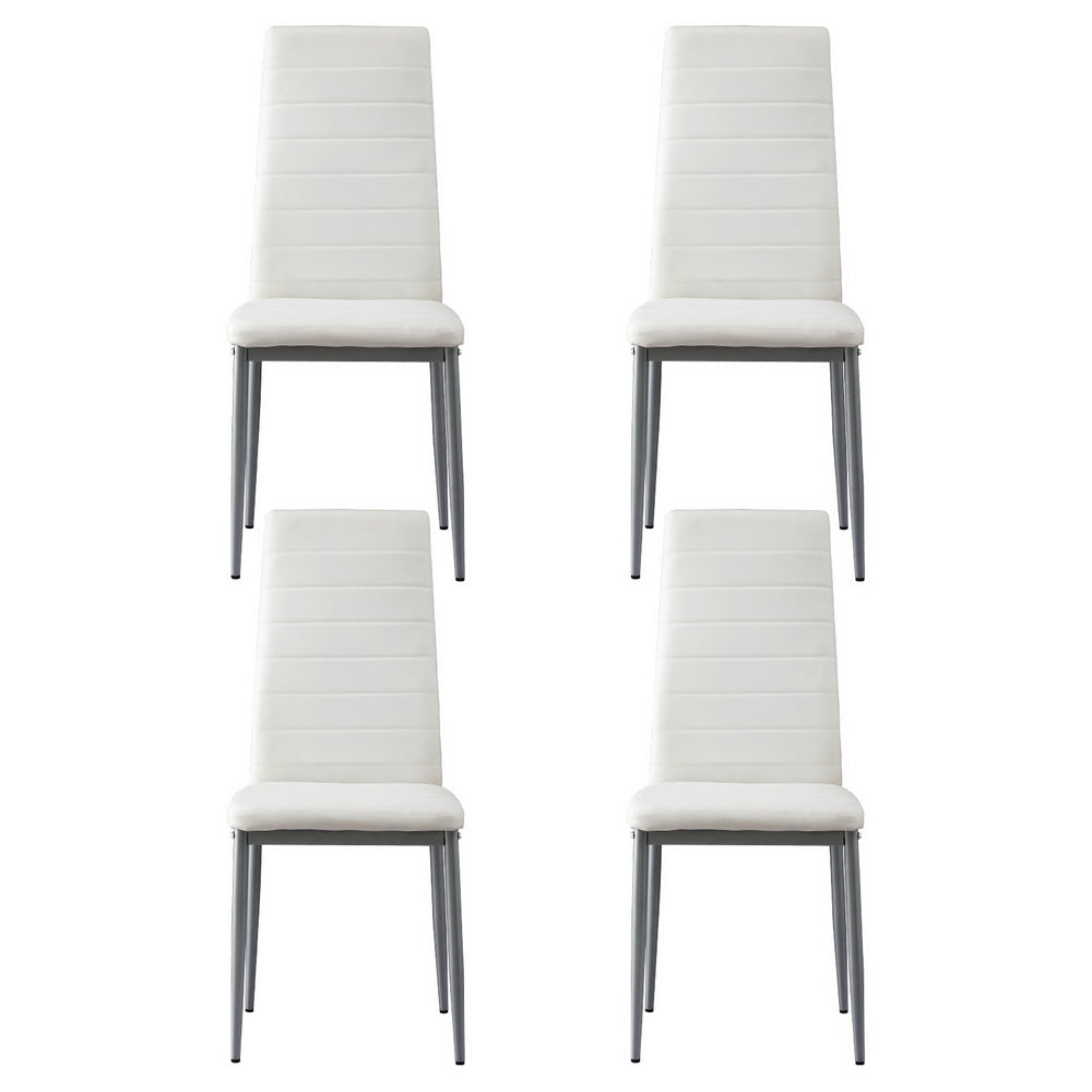 Astra Channel Tufted Dining Chairs – White – Set of 4