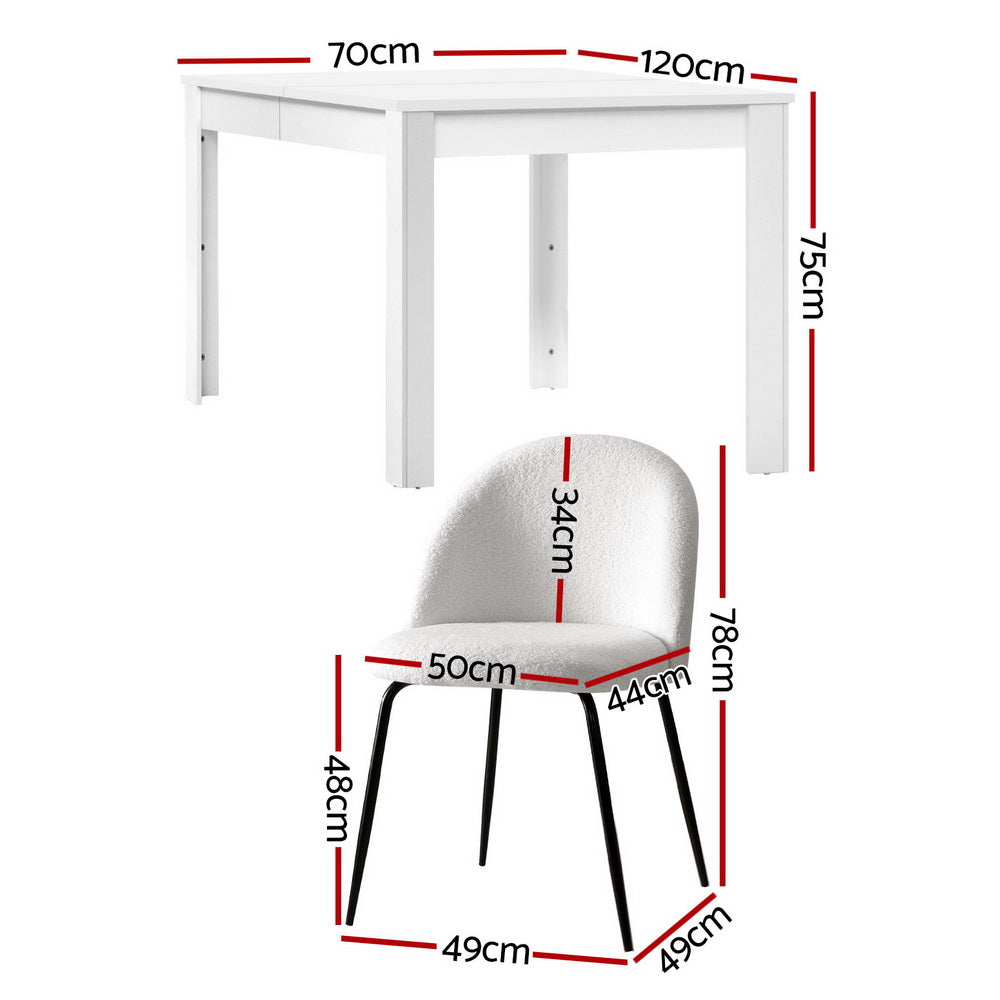 Haven Dining Set – White – 4 Seats