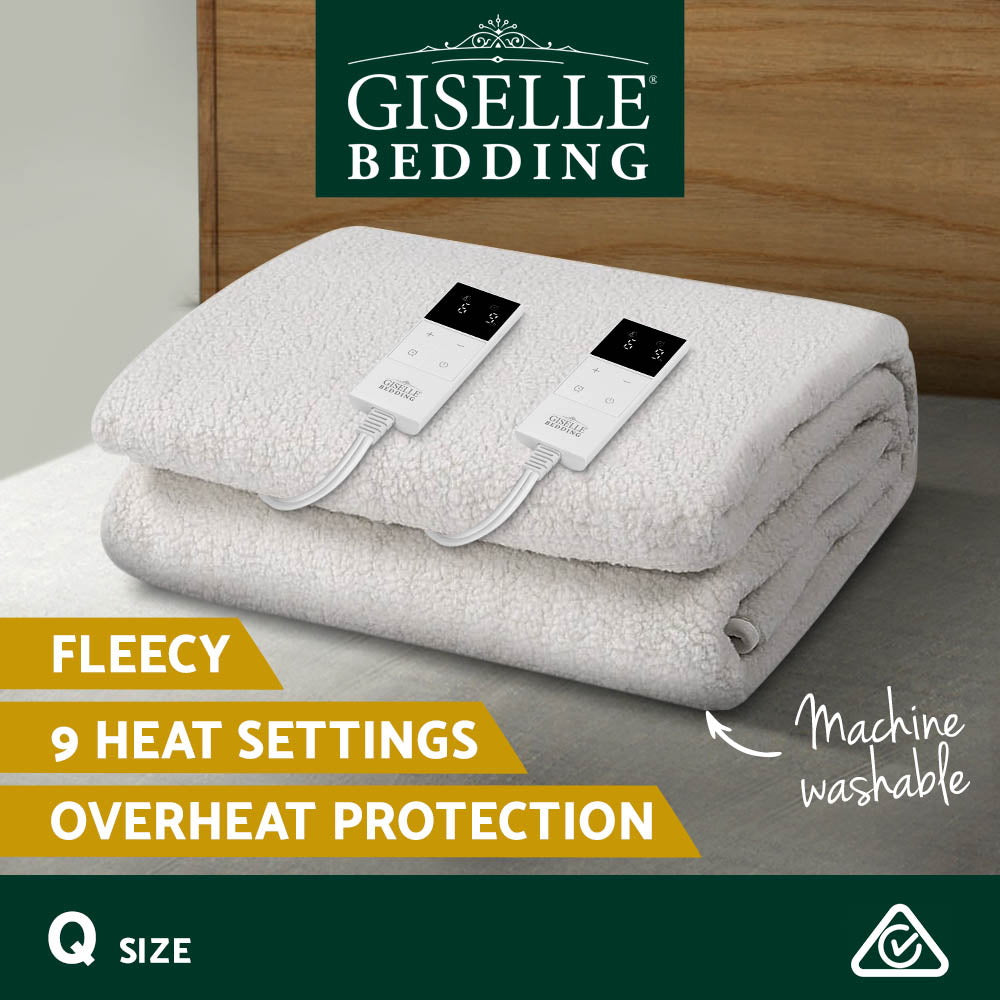 Haven Electric Blanket Fleece – White – Queen