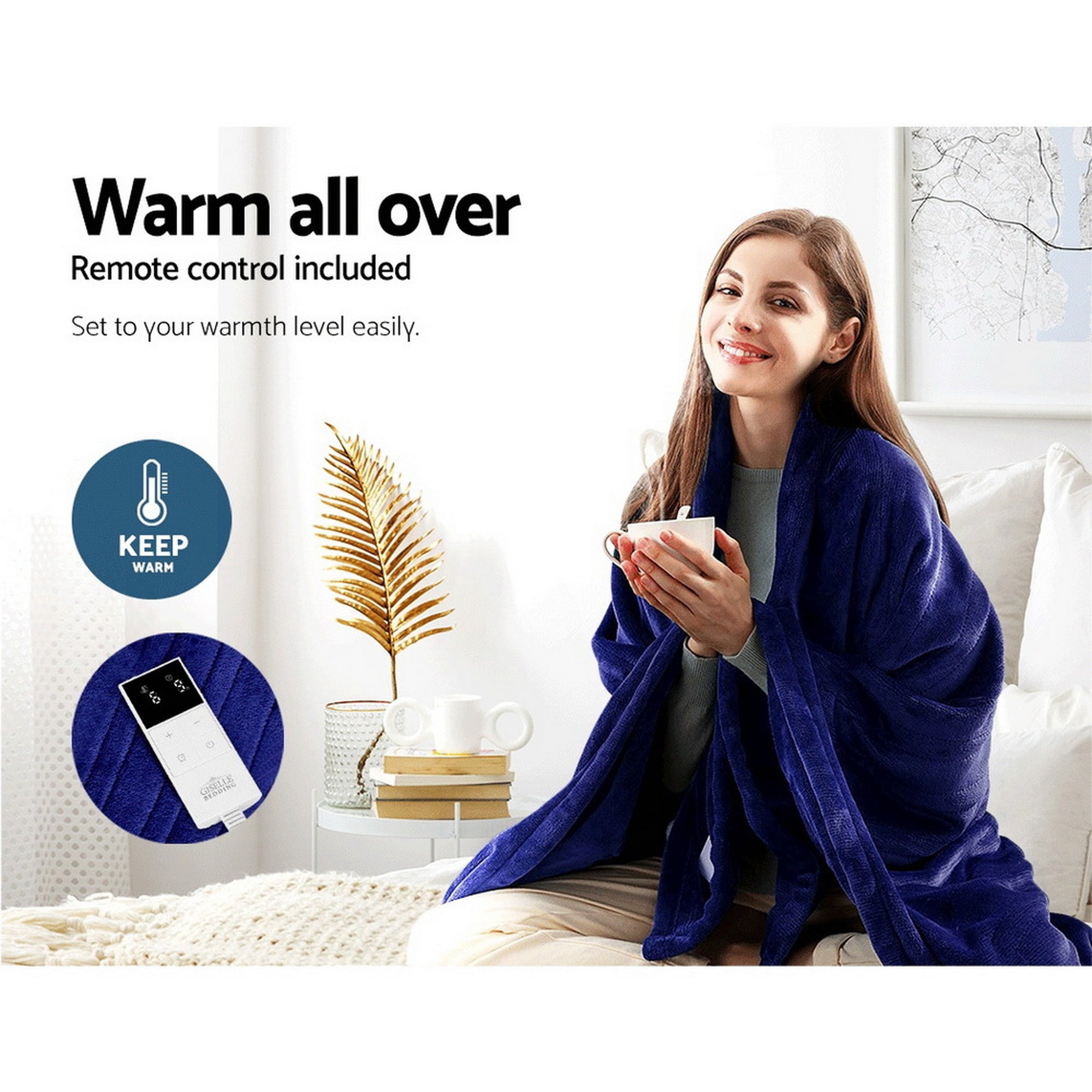 Comfort Electric Throw Blanket – Navy – 160 cm