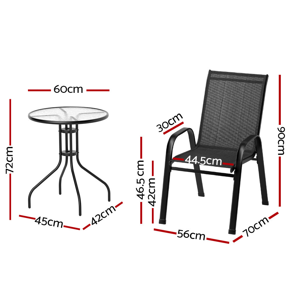Traverse Outdoor Bistro Table & Chair Set – Black – 5 Piece