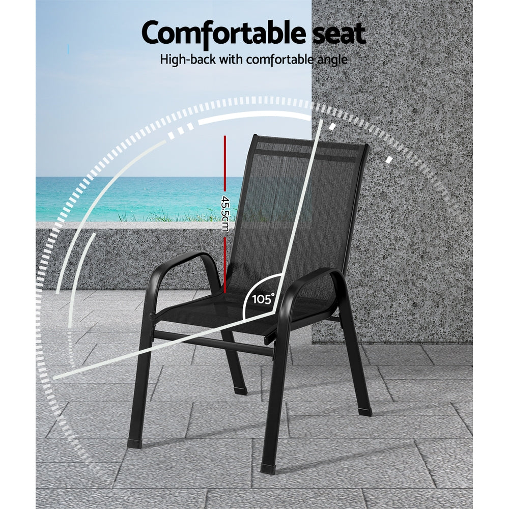 Traverse Stackable Outdoor Chairs – Black – Set of 6