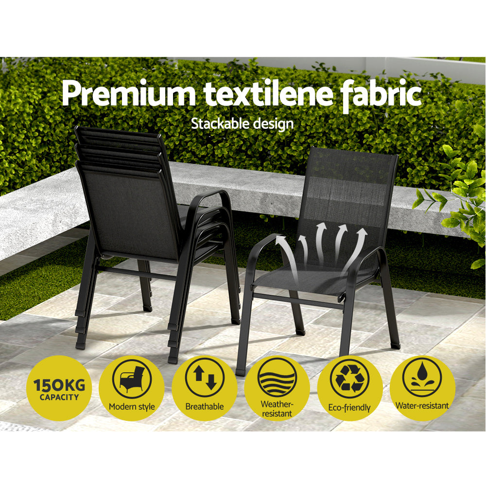 Traverse Stackable Outdoor Chairs – Black – Set of 6