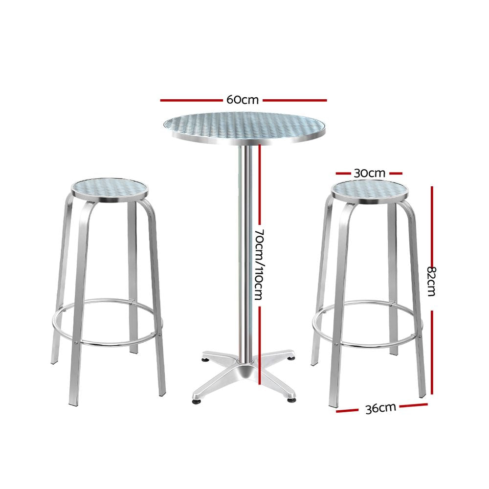 Atlas Outdoor Bistro Set – Silver – 3 Piece