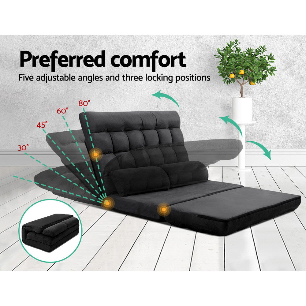Serano Floor Lounge Sofa Bed – Charcoal – 2 Seater