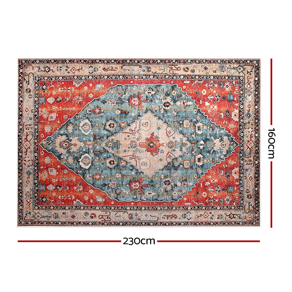 Kensington Geometric Washable Rug – Red – 160 × 230 cm