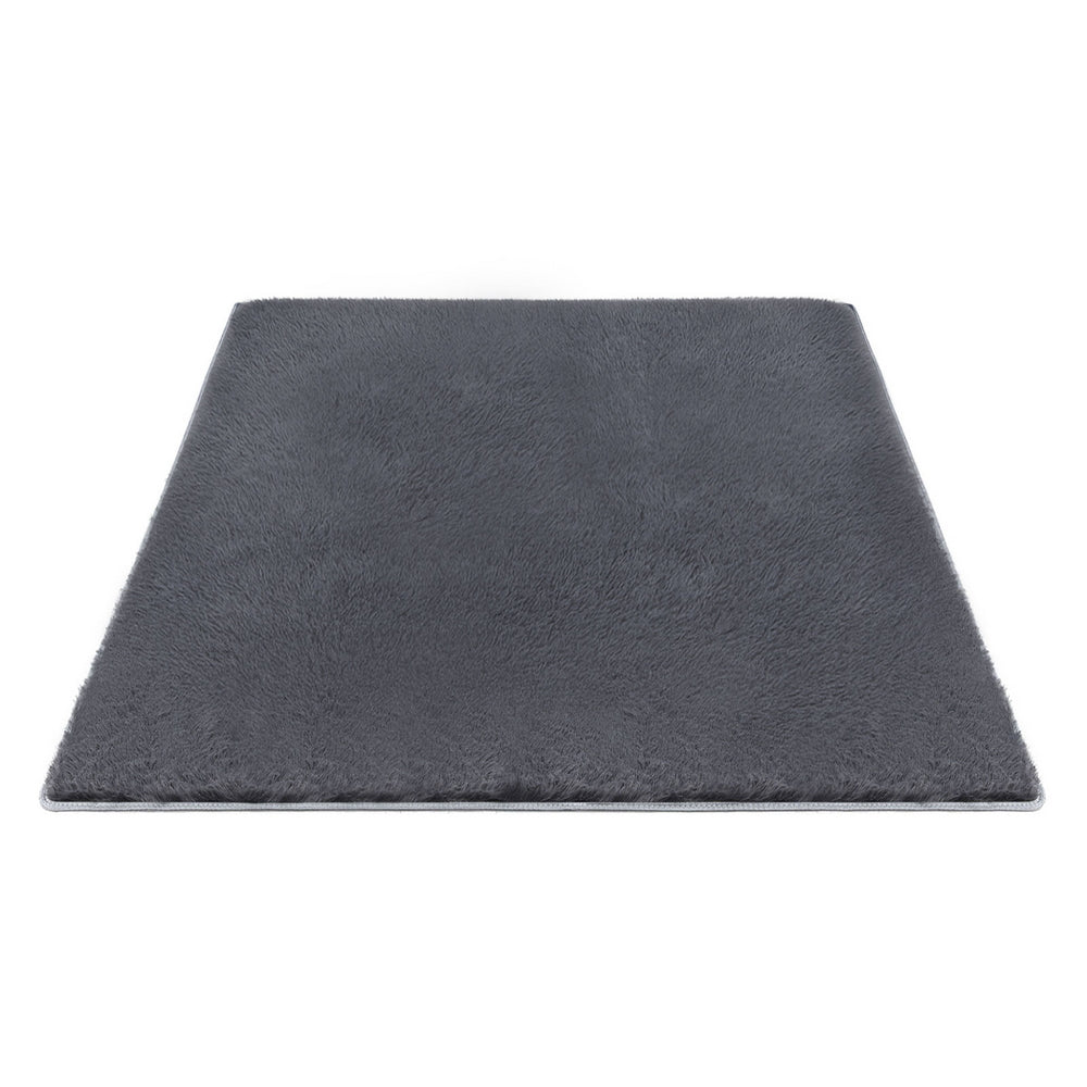 Floor Rug Plush Area Shaggy Rug Living Room Bedroom Carpet Grey
