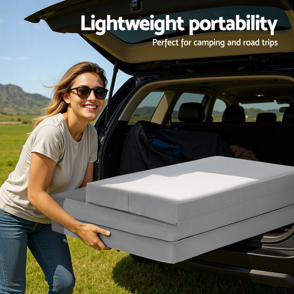 Braxton Quad Fold Memory Foam Mattress – Grey – Single