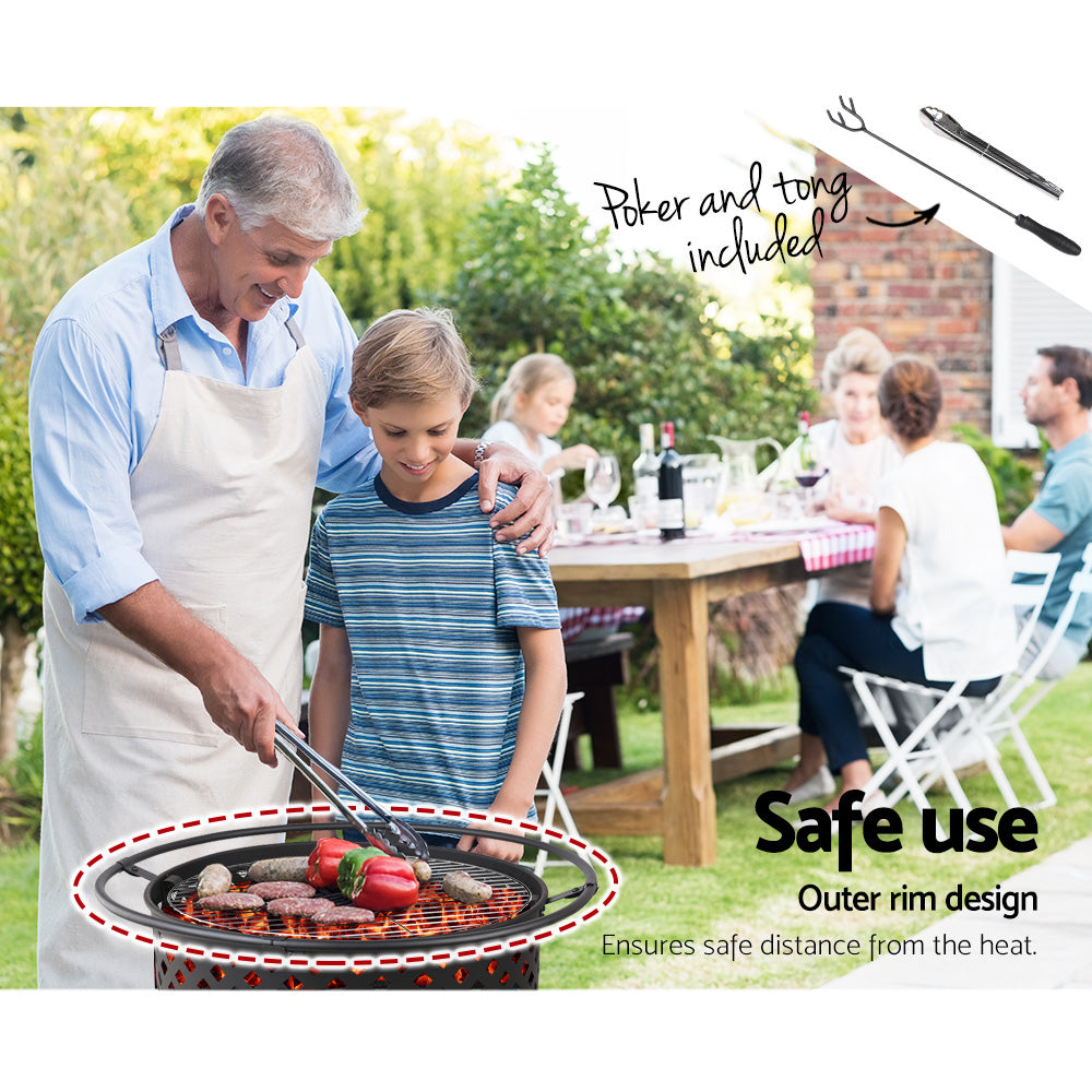 Ember Portable Fire Pit & BBQ – Black – 76 cm
