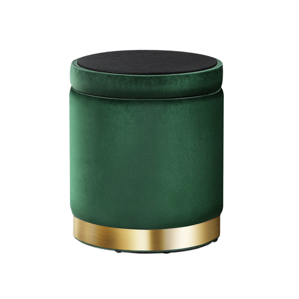 Callan Velvet Storage Ottoman – Green – Standard