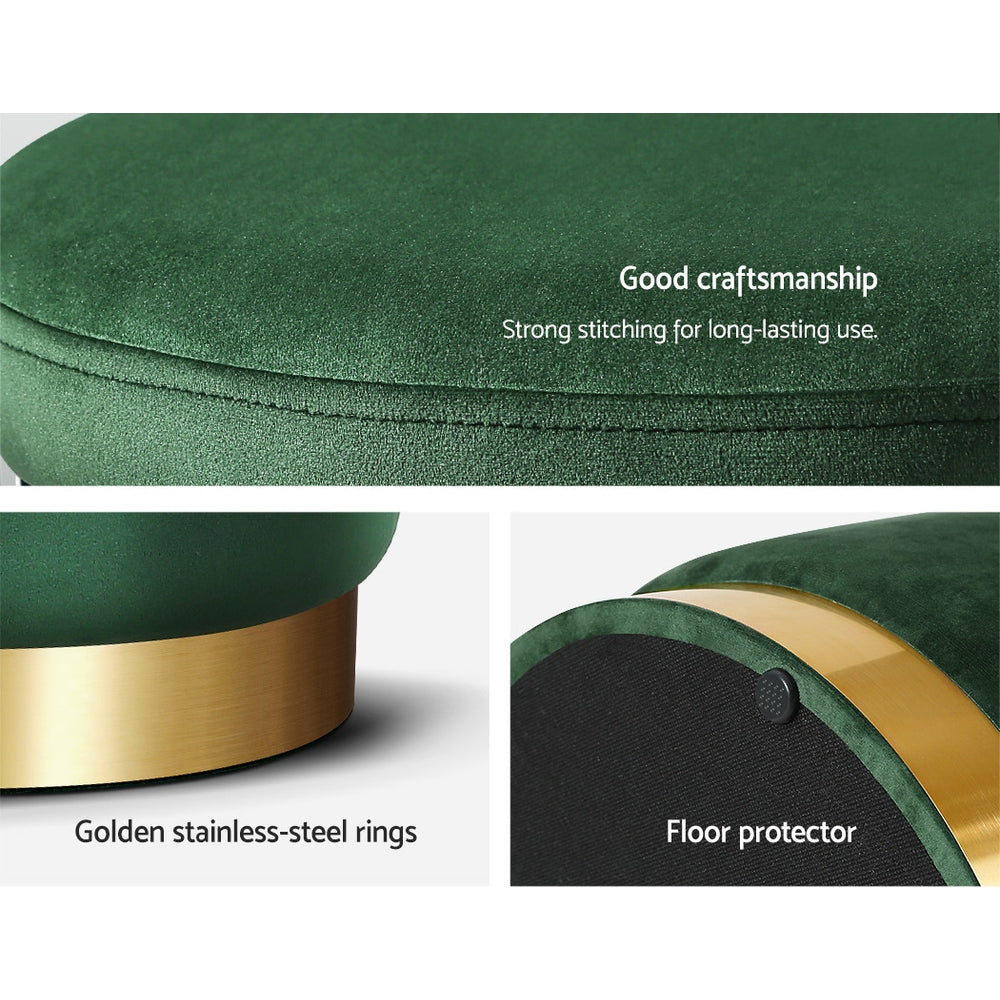 Callan Velvet Storage Ottoman – Green – Standard