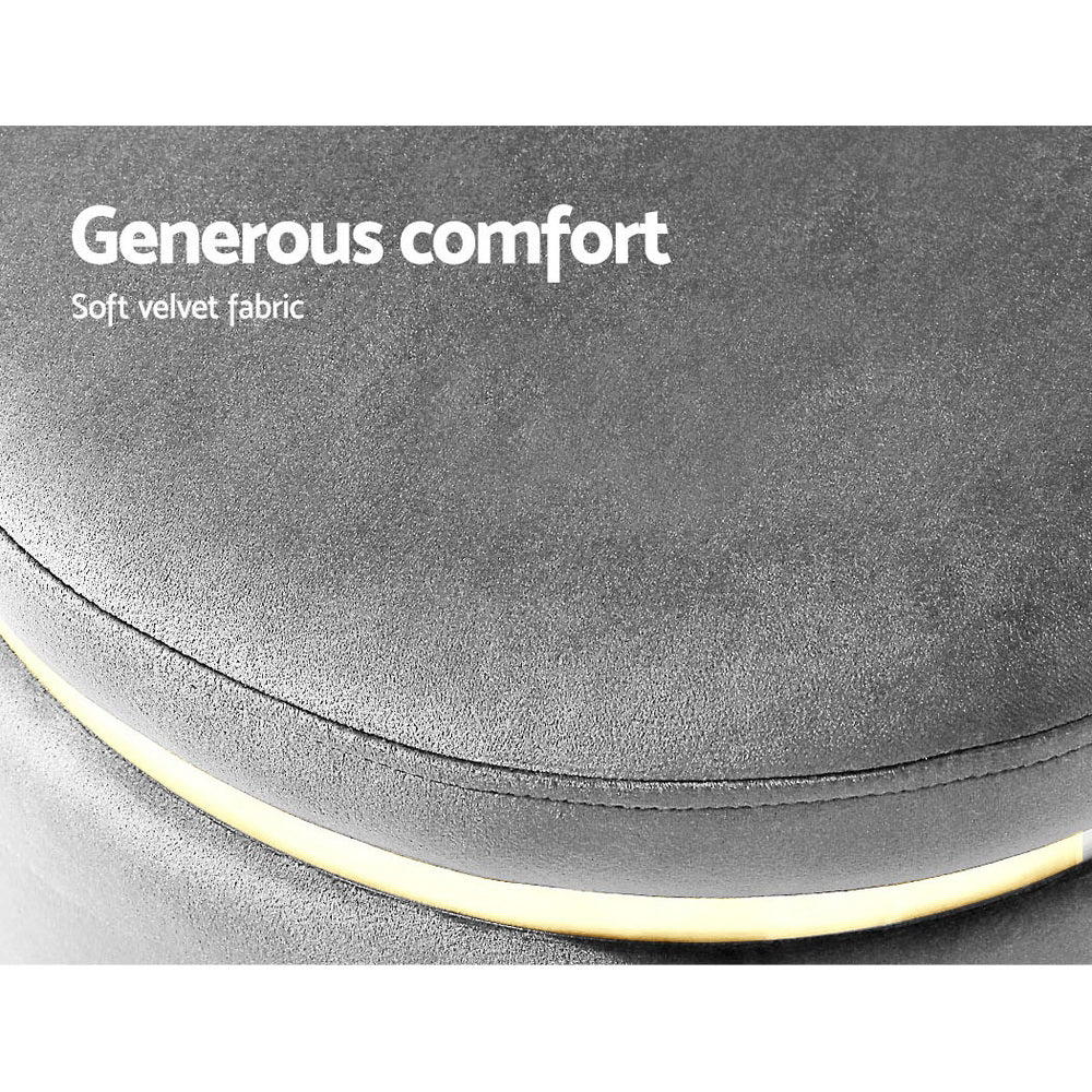 Aldara Velvet Foot Stool – Charcoal – 40 cm