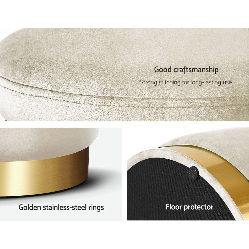 Aldara Velvet Foot Stool – Cream – 40 cm