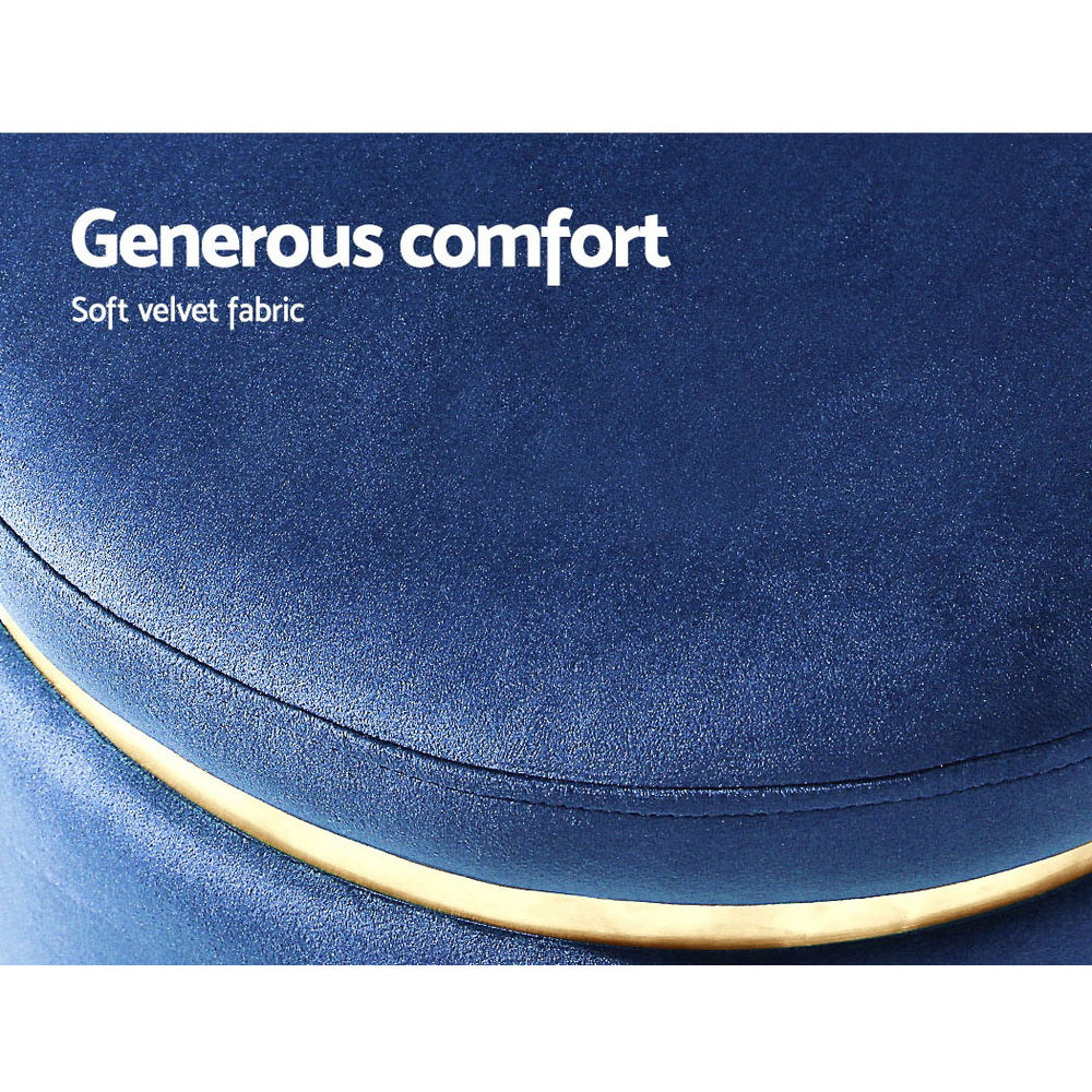 Marlena Velvet Footstool – Blue – Standard