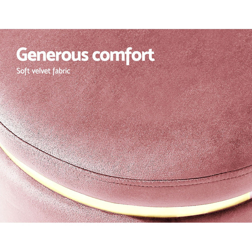 Marlena Velvet Footstool – Pink – Standard