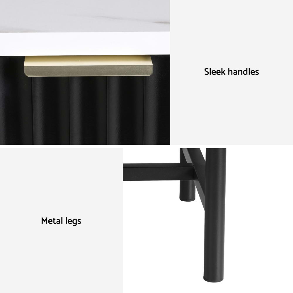 Meridian Bedside Table – Black – 2 Drawers