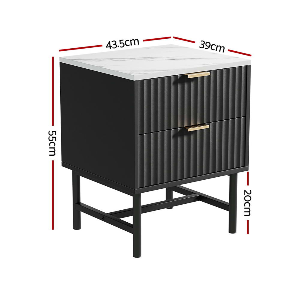 Arlo Bedside Tables – Black – Set of 2