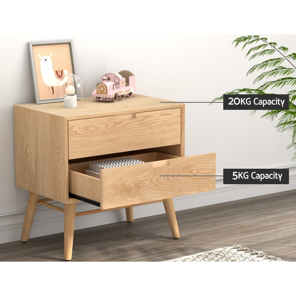 Gino Bedside Table – Oak – 60 cm