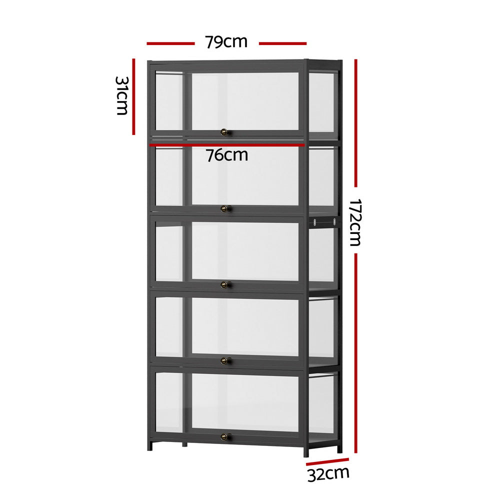 Rowan 5-Tier Display Cabinet – Black – 78 cm