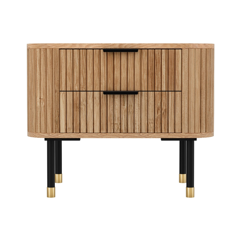 Calvino Bedside Table – Pine Wood – 2 Drawer