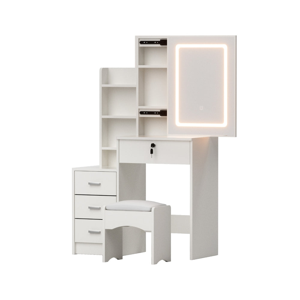 Dressing Table Vanity Desk Set Stool Led White