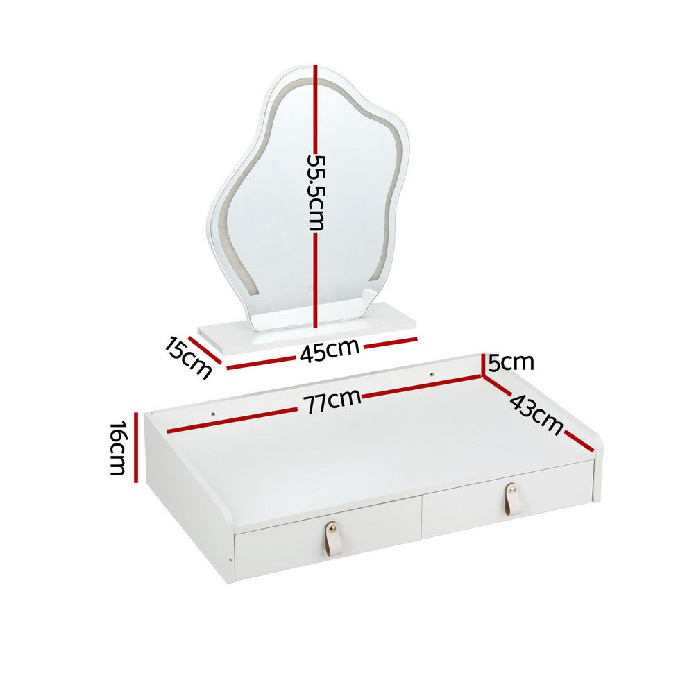 Daphne Floating LED Dressing Table – White – Standard
