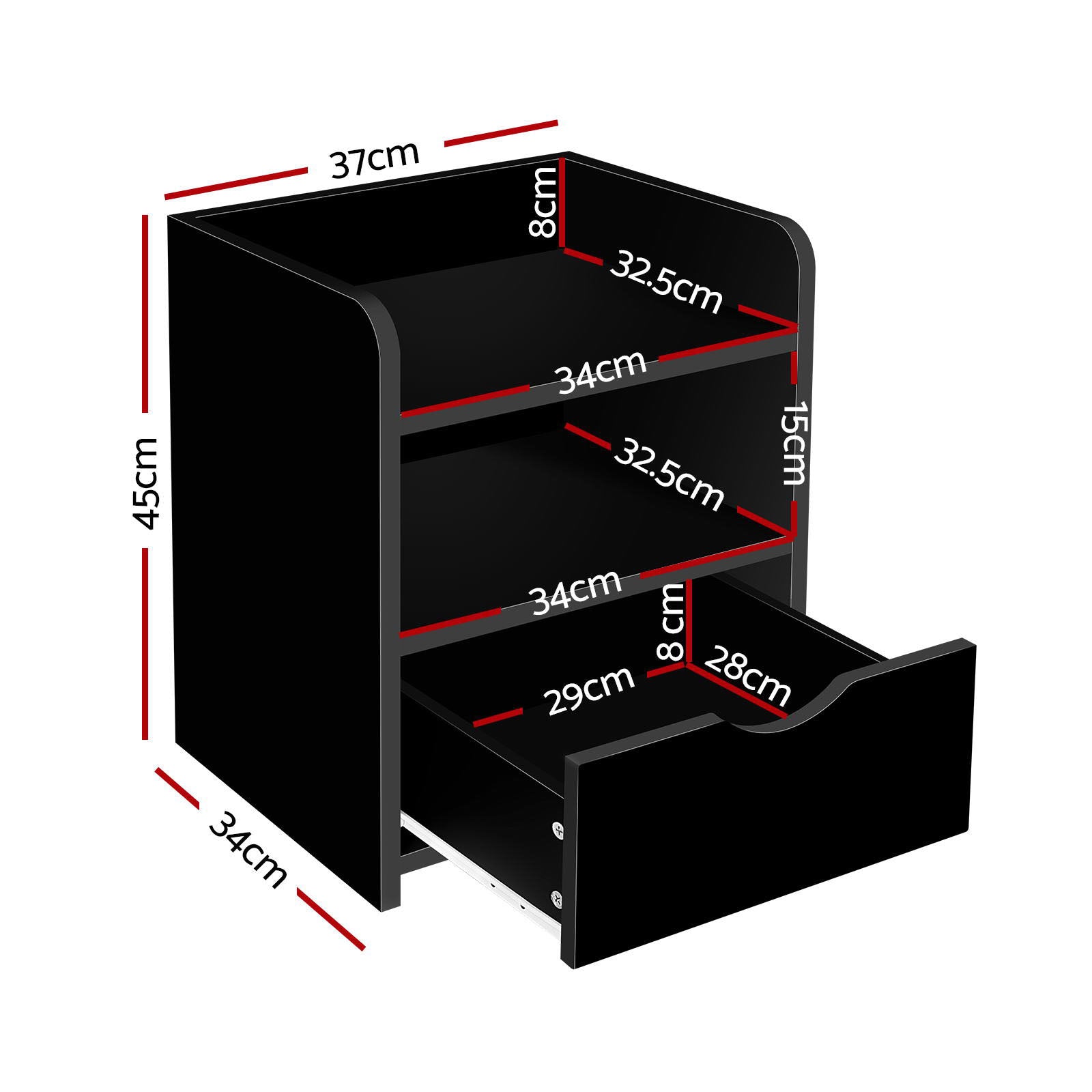 Halston Bedside Tables – Black – Set of 2