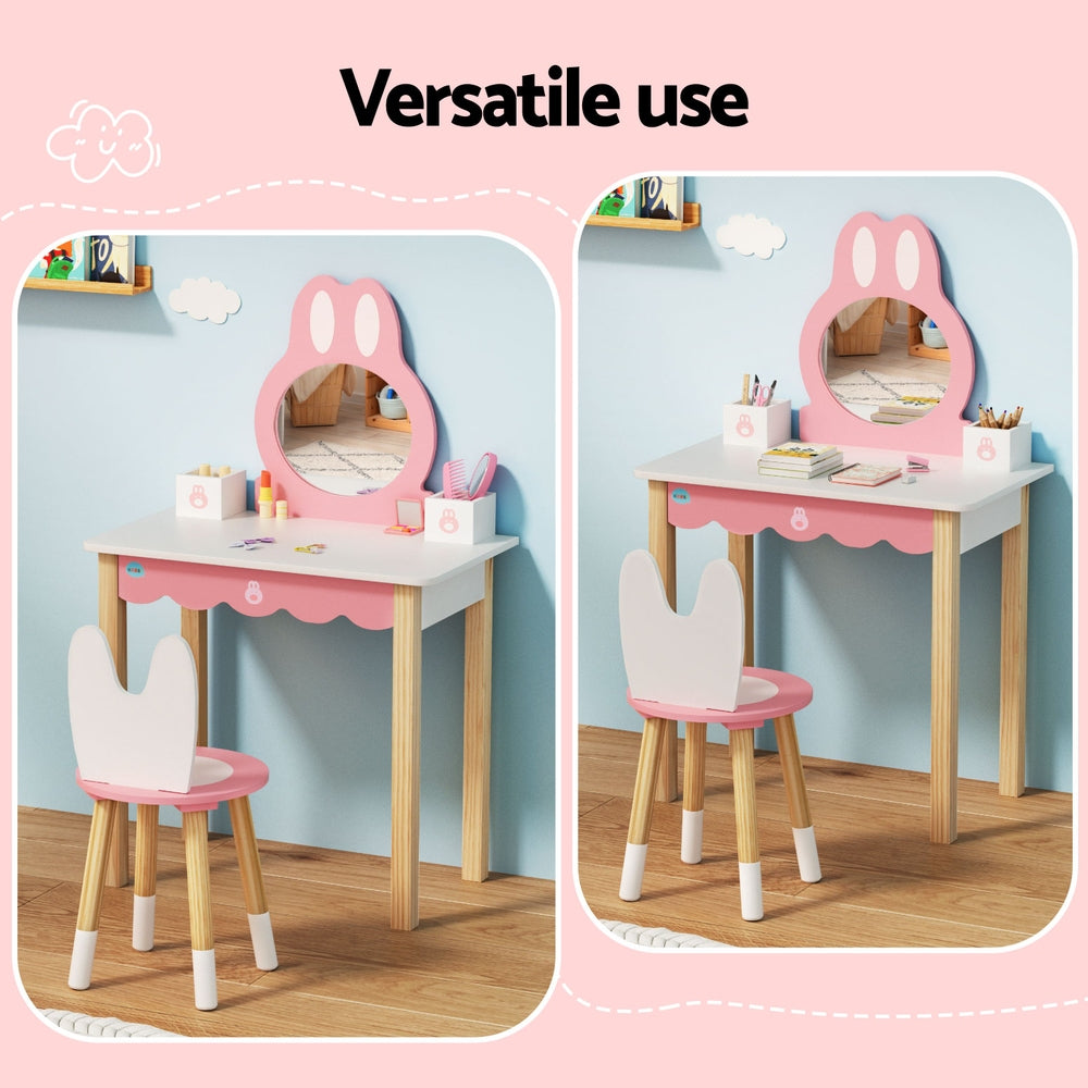 Fable Kids Bunny Dressing Table Set – Pink