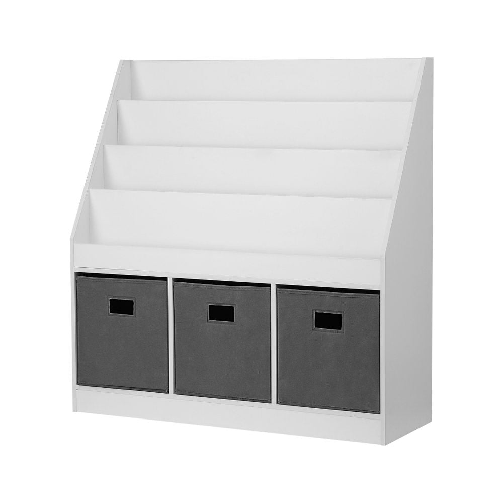 Kids Bookshelf 4 Tiers Magazine Rack Toy Box Organiser Storage Display Shelf