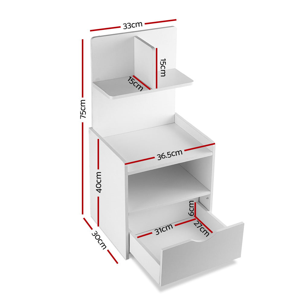 Pier Bedside Table with Shelves – White – 36.5 cm