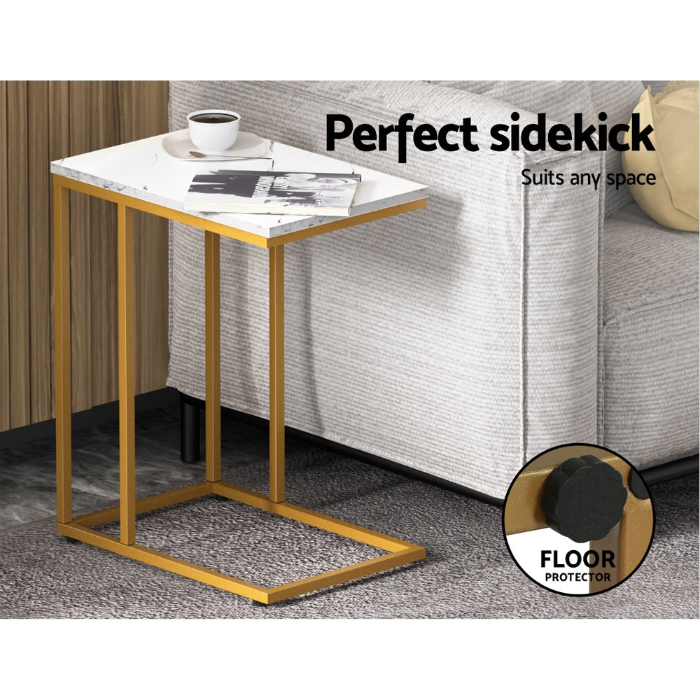 Nara Side Coffee Table – White Marble Effect