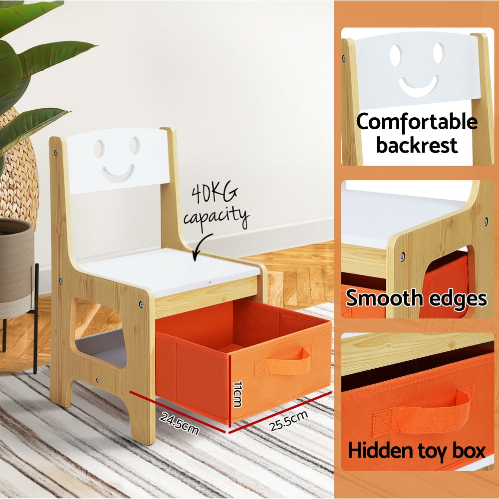 Emery Kids Activity Table with Chalkboard – White & Natural – Set of 3