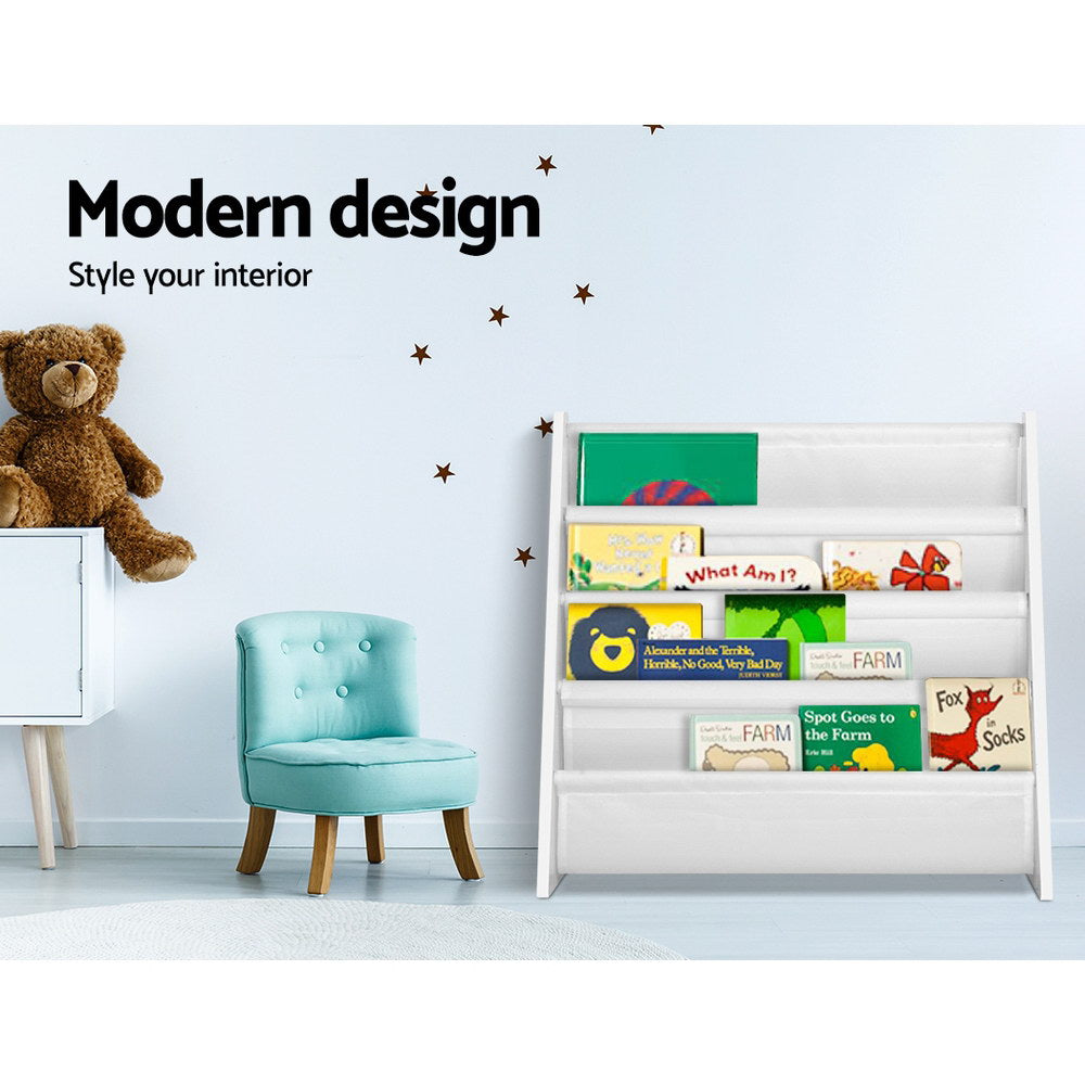 Atlas Kids Bookshelf – White – 4 Tier