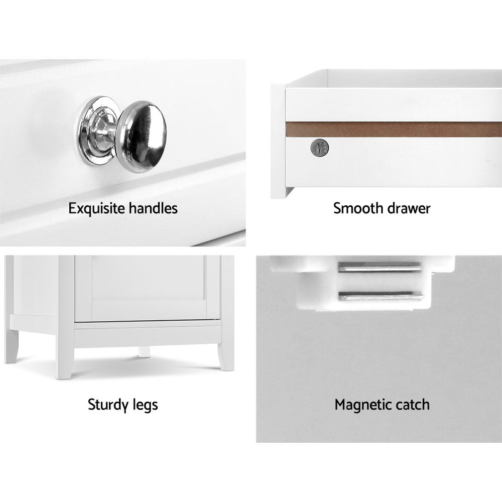 Essence Large Bedside Table – White – Two Tier