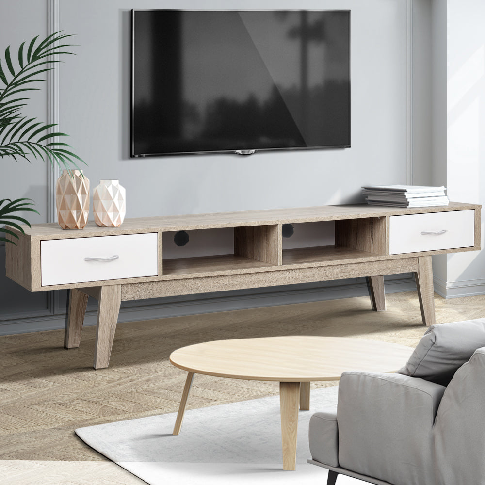 Arlo TV Cabinet Entertainment Unit 180cm Oak White Gary