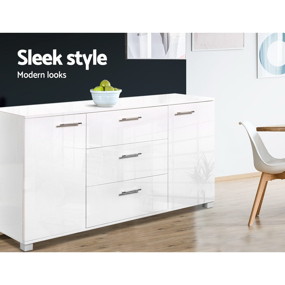 Fiora High Gloss Sideboard – White – 138 cm