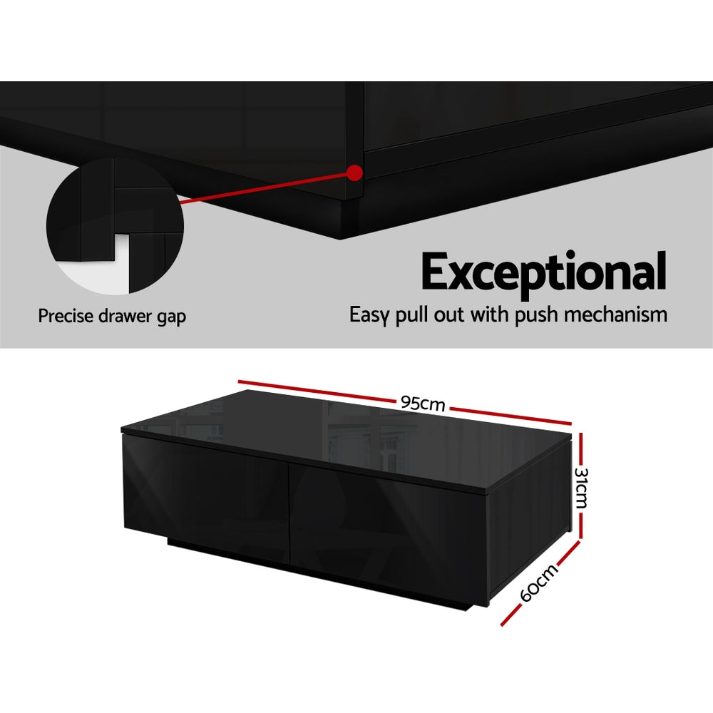 Aspen Four Drawer Coffee Table – Black – 95 cm