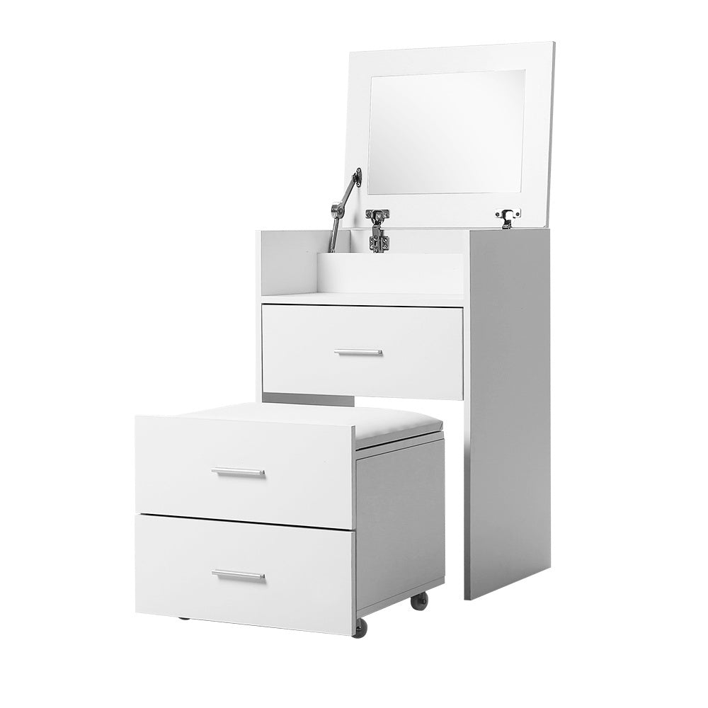 Arlo 2-in-1 Dressing Table with Stool – White – Standard