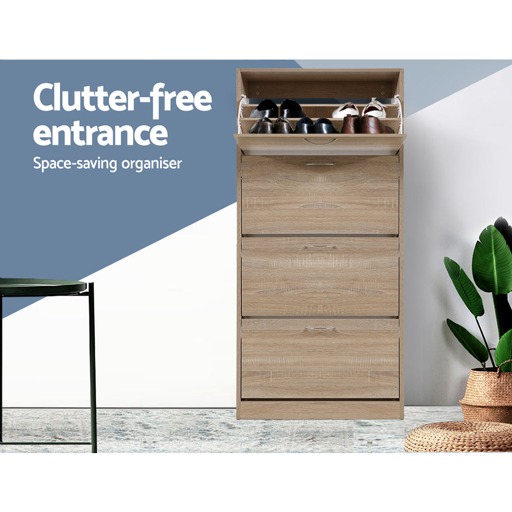 Alderon 4-Door Shoe Cabinet – Wood – 60 Pairs