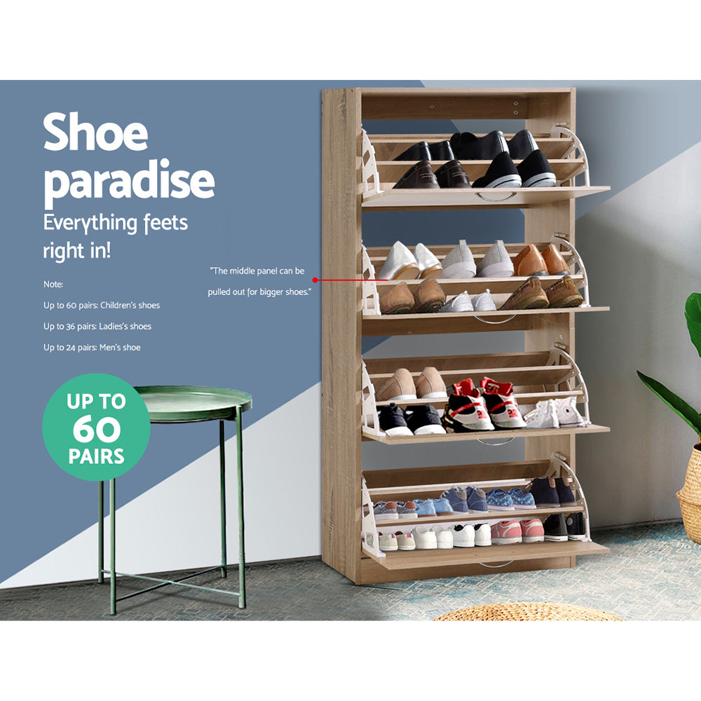 Alderon 4-Door Shoe Cabinet – Wood – 60 Pairs