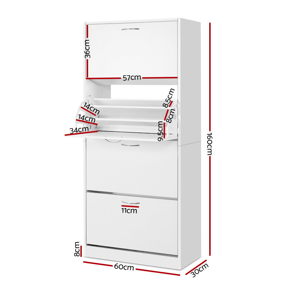 Veston Extra Large Shoe Cabinet – White – 160 cm