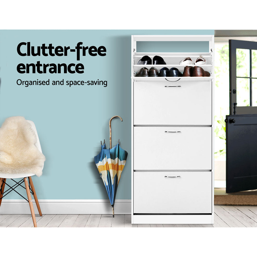 Veston Extra Large Shoe Cabinet – White – 160 cm