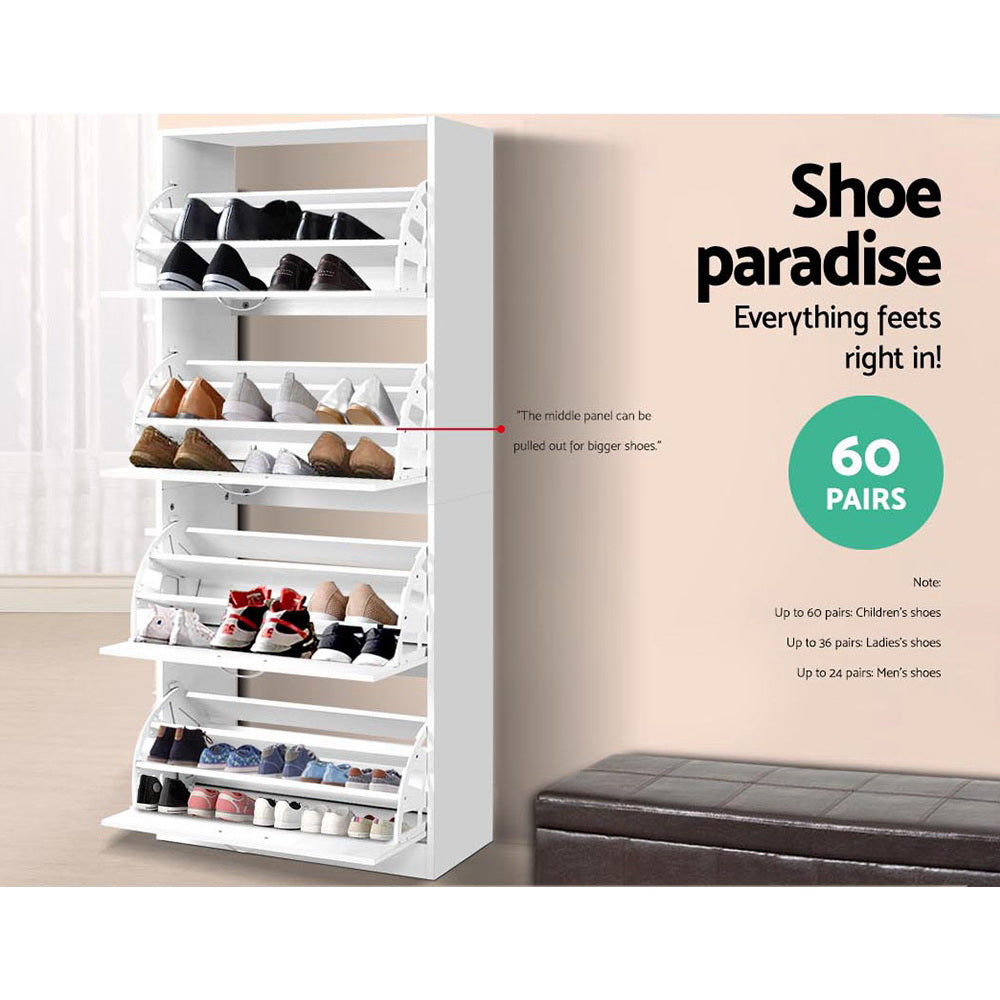 Veston Extra Large Shoe Cabinet – White – 160 cm