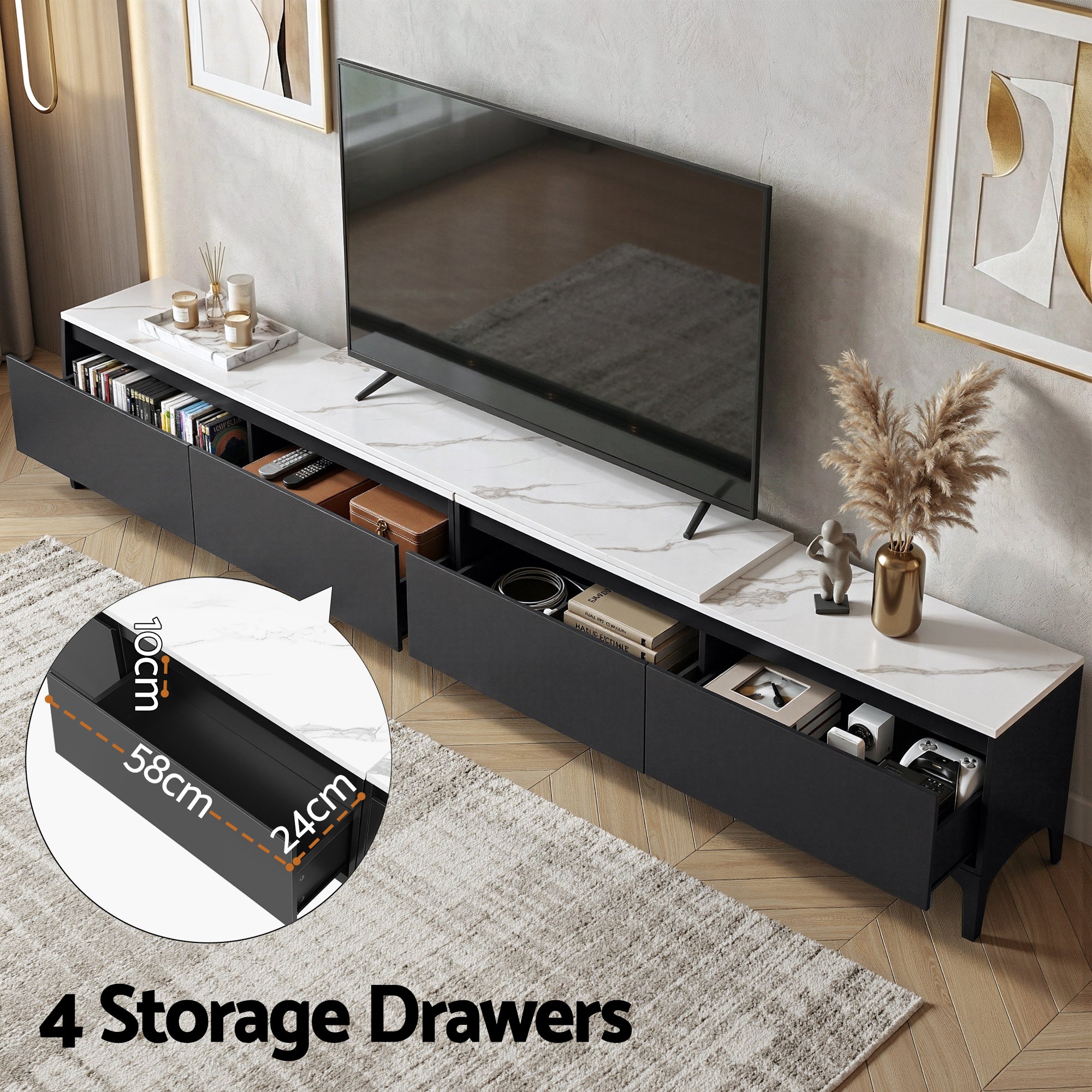 Cove Extendable TV Unit – Black – 240-340 cm