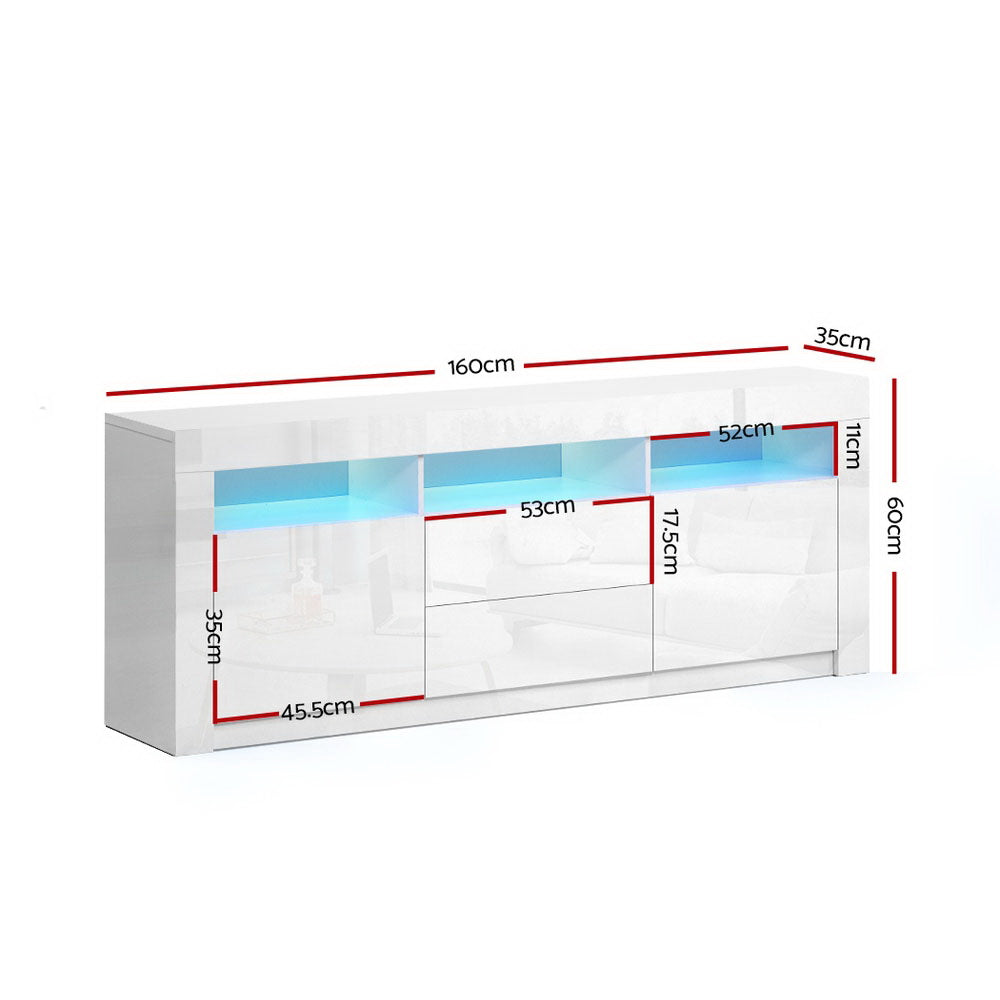 Anna LED TV Cabinet – White – 160 cm